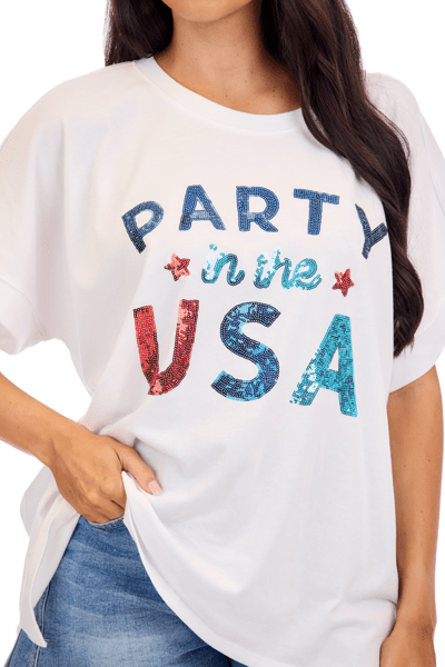 MUD PIE AMERICANA SPARKLE TOP-WHITE