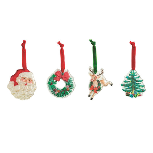 MUD PIE CLASSIC CHRISTMAS GLASS ORNAMENT