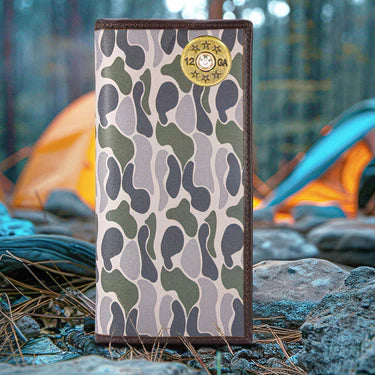 ZEP-PRO SHOTSHELL MEN'S SECRETARY OLD SCHOOL CAMO LEATHER WALLET.-COLOR: Green/Gray Camo