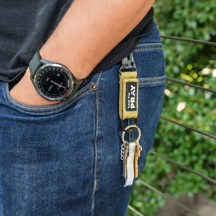 Tap To Pray® Tactical Carabiner Keychain-Tan