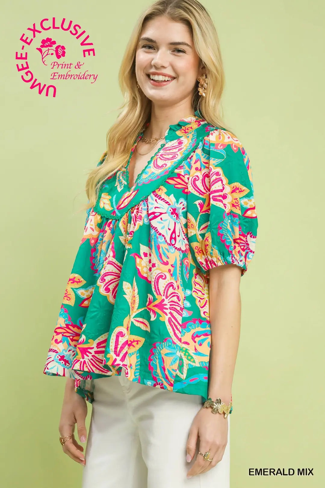 Umgee Paisley Print Top
