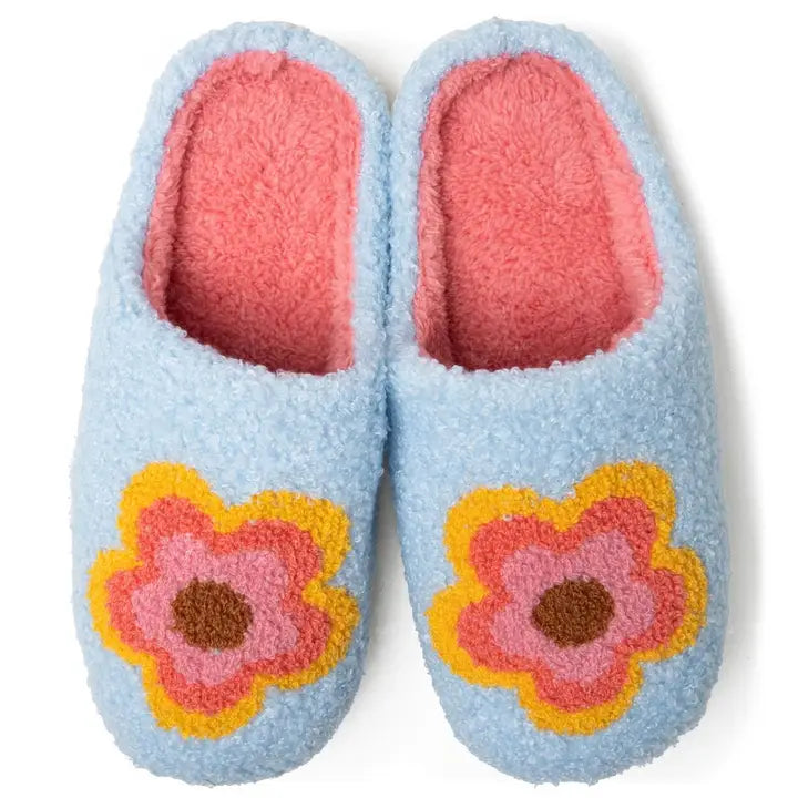 Two Left Feet Lounge Out Loud Fuzzy Slippers-Flower Power