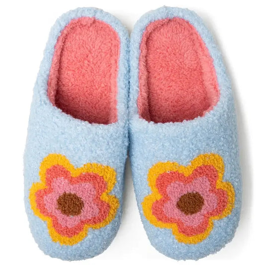Two Left Feet Lounge Out Loud Fuzzy Slippers-Flower Power