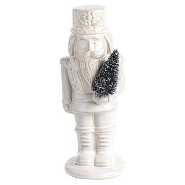 MUD PIE SMALL WHITE CERAMIC NUTCRACKER