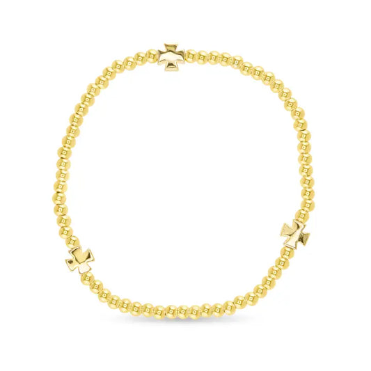 Amanda Blu Stackable Beaded Bracelets with Gold Crosses