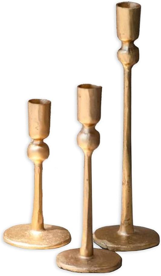 PD Home & Garden Decorative Iron Candle Stands-Set of 3 Gold Ball Design