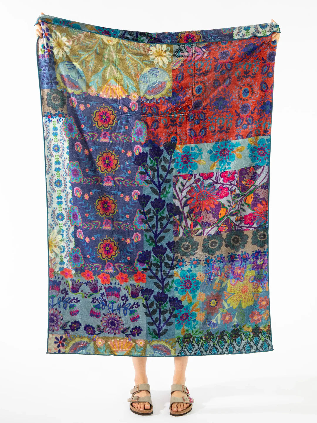 Natural Life Cozy Travel Blanket - Blue Patchwork