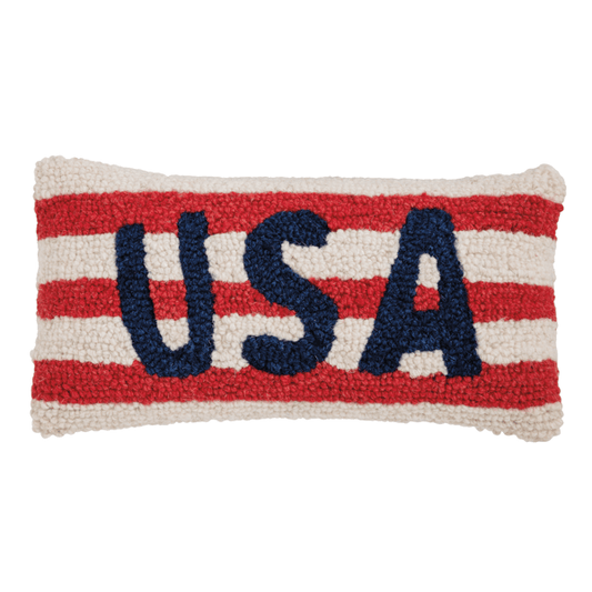 MUD PIE USA AMERICANA HOOK WOOL MINI PILLOW