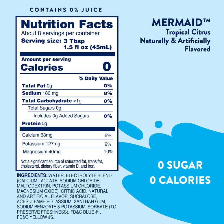 Jordan's Skinny Mixes Sugar Free Mermaid Hydration Syrup with Electrolytes 375 Ml
