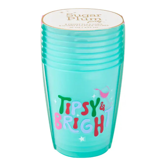 Sophistiplate Christmas Cocktail Frost Flex Cups/8pk - Tipsy & Bright