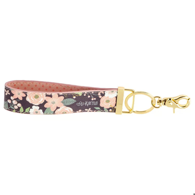 KARMA LOOP KEYCHAIN CHARCOAL FLOWERS