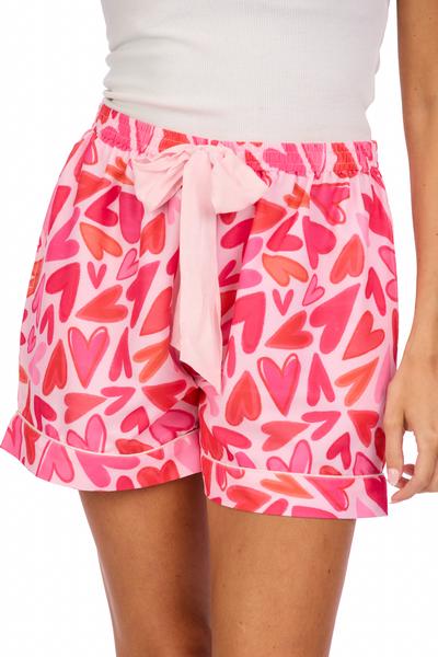 MUD PIE PINK HEARTS PAJAMA SHORTS