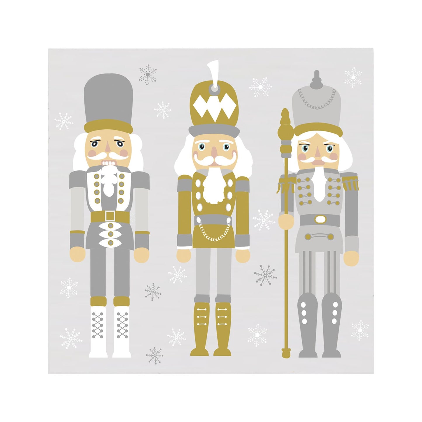 Harman Paper Pack of 20 Holiday "Nutcracker" Cocktail Size Paper Napkin Silver Gold 5" x 5"