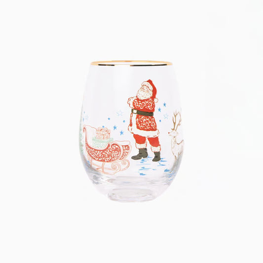 MARY SQUARE Wine Glass Tidings & Toile