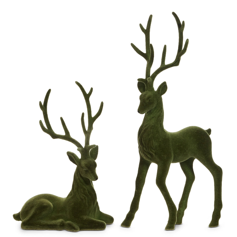 RAZ Imports Green Flocked Deer