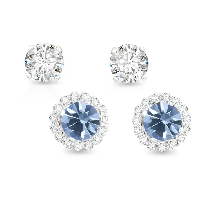 Amanda Blu Birthstone Earrings with Cz Halo Jacket & Clear Cz