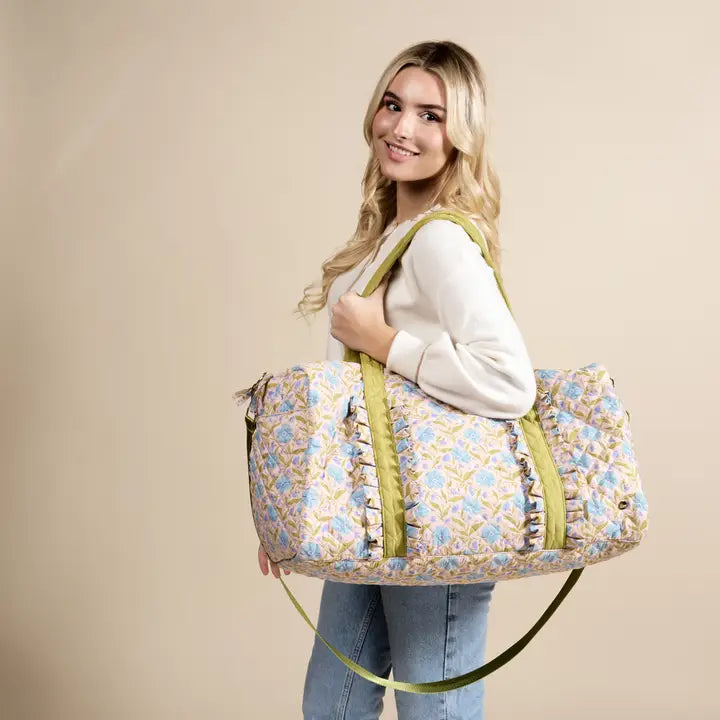 The Darling Effect On-The-Go Quilted Weekender Bag–Poppin' Petals Aqua