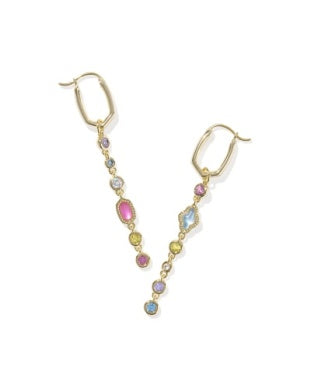KENDRA SCOTT MINI ELISA ABBIE HUGGIE EARRINGS GOLD MULTI MIX