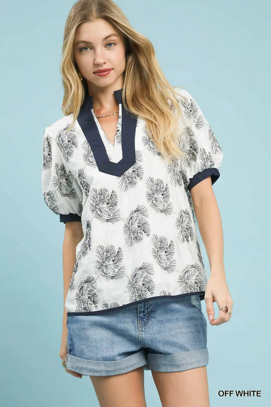 Umgee Embroidered V-Neck Top