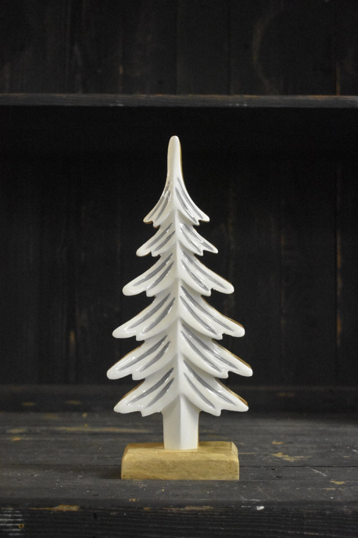 Wooden Tree w/ White & Gold Enamel