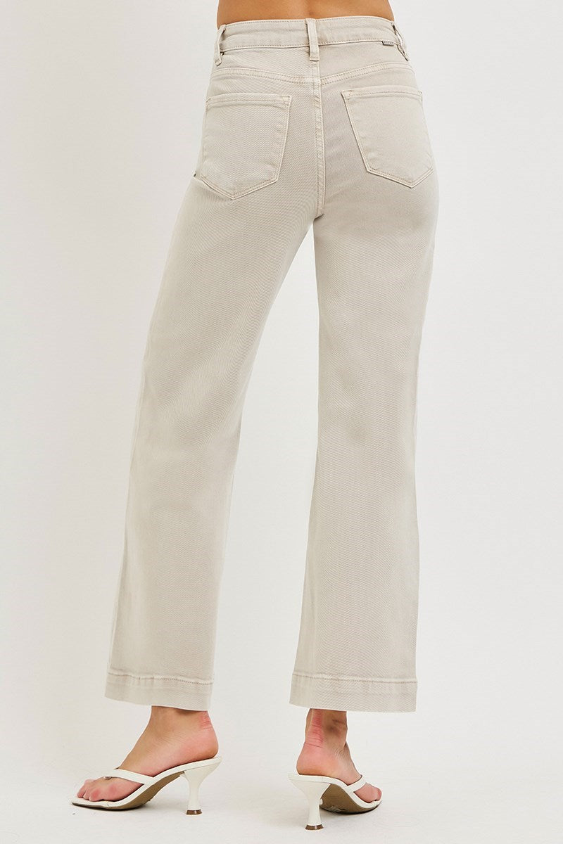 RISEN TUMMY CONTROL HIGH RISE CROP WIDE PANTS
