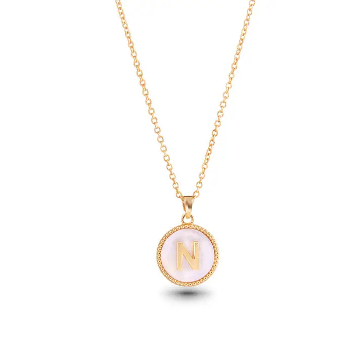 AMANDA BLU GOLD MOTHER OF PEARL INITIAL NECKLACE