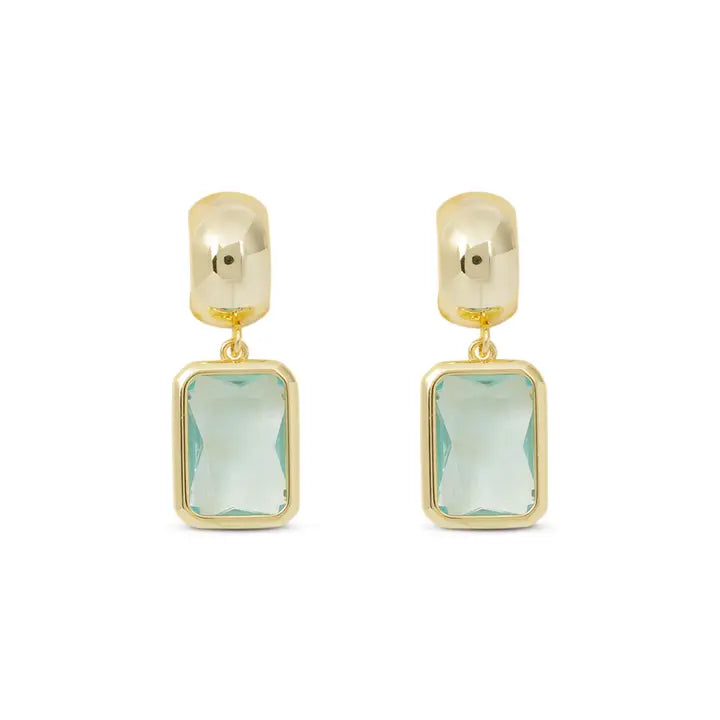 Amanda Blu Gold Crystal Rectangle Earrings-Aquamarine