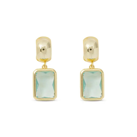 Amanda Blu Gold Crystal Rectangle Earrings-Aquamarine