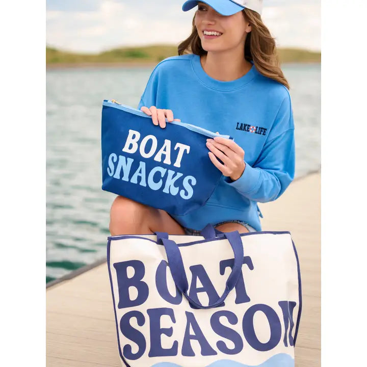 Shiraleah "Boat Snacks" Large Zip Pouch,Navy