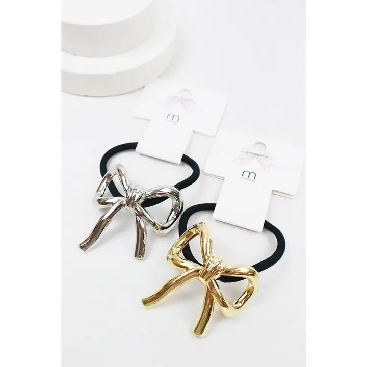 Love and Repeat Metal Bow Ponytail Holder