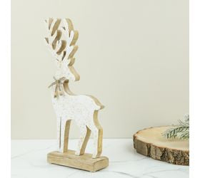 Pd HOME 14" GOLD FLECKED WOOD DEER