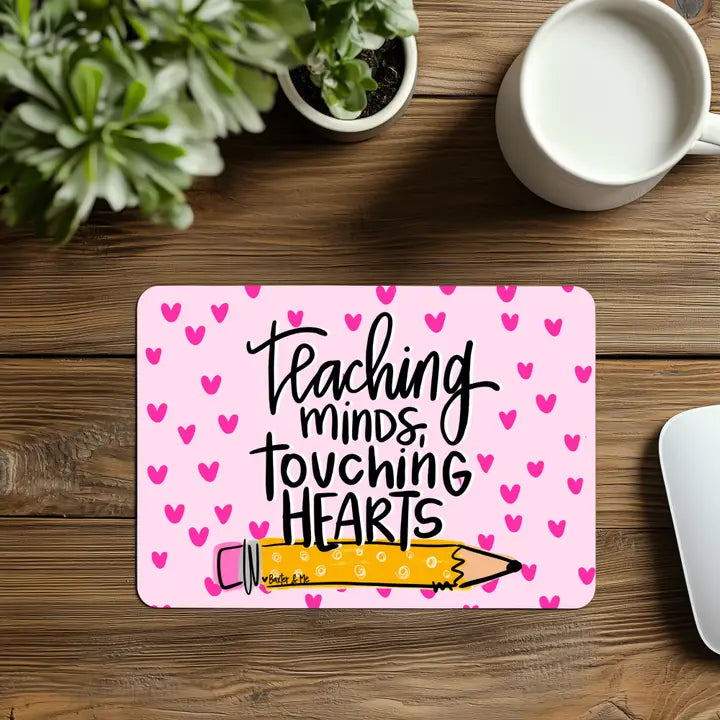 Baxter & Me Teacher Touching Hearts Mouse Pad