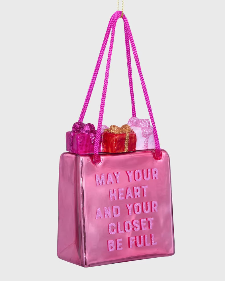 Vondels Pink Shopping Bag Christmas Ornament