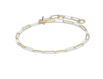 KENDRA SCOTT COURTNEY ENAMEL LINK AND CHAIN BRACELET GOLD WHITE ENAMEL