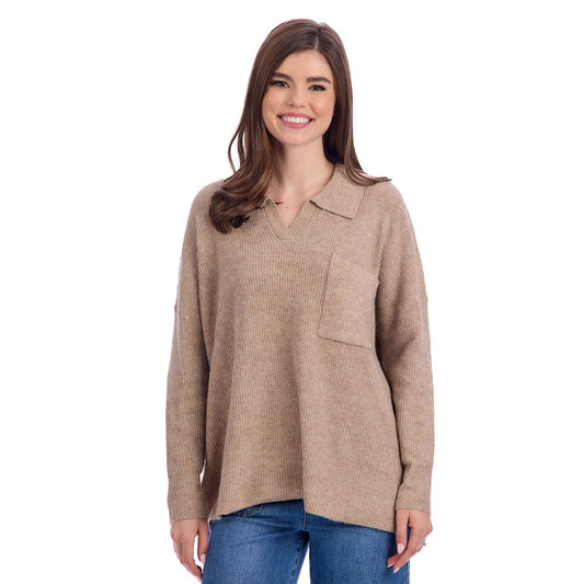 MUD PIE TAN NOA COLLARED SWEATER