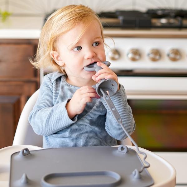 Busy Baby Teether & Training Spoon-Pewter