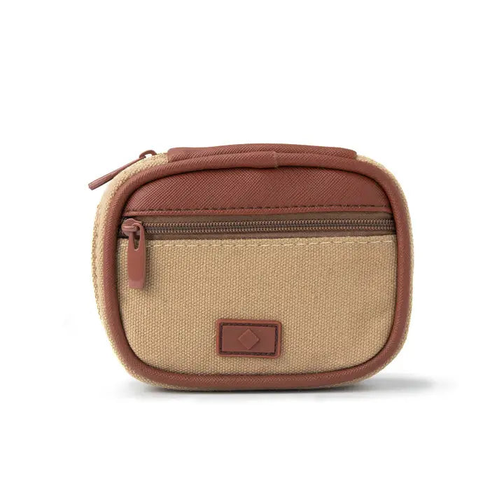 Wellness Keeper Fashion Smart Men's Pill and Vitamin Case Open Stock-Tan