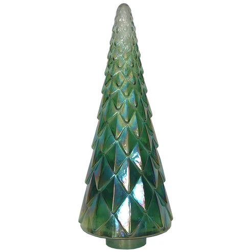 Christmas Tree Faceted 9" x 24" H - Green Ombre Luster