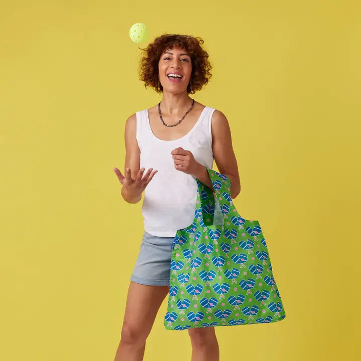 Rockflowerpaper Pickleball Fun Reusable Shopper Blu Bag