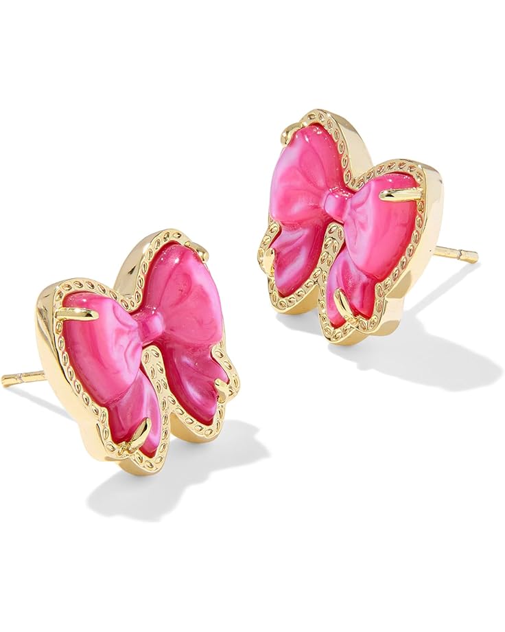 KENDRA SCOTT HALEY BOW STUD EARRINGS GOLD ROSE VIOLET MOTHER OF PEARL