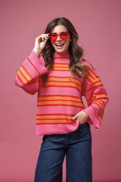 MUD PIE QUINNIE TURTLENECK SWEATER-PINK