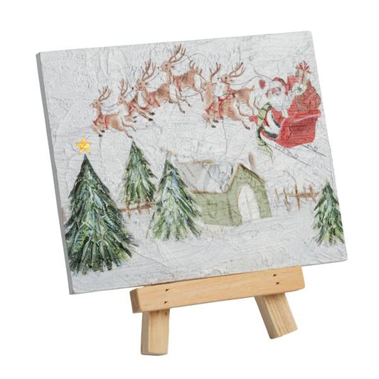 MUD PIE SANTA'S SLEIGH EASEL PLAQUE
