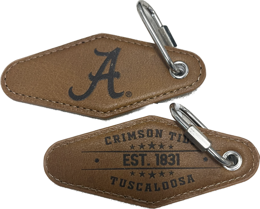 Alabama Zep-Pro Tan Leather Keychain