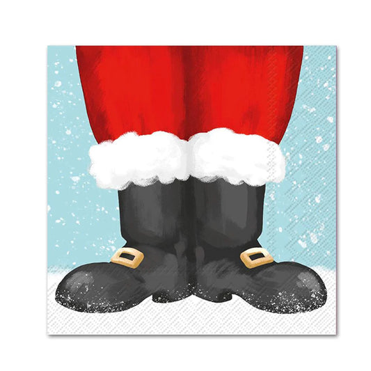 IHR SANTA BOOTS PAPER CHRISTMAS BEVERAGE NAPKINS