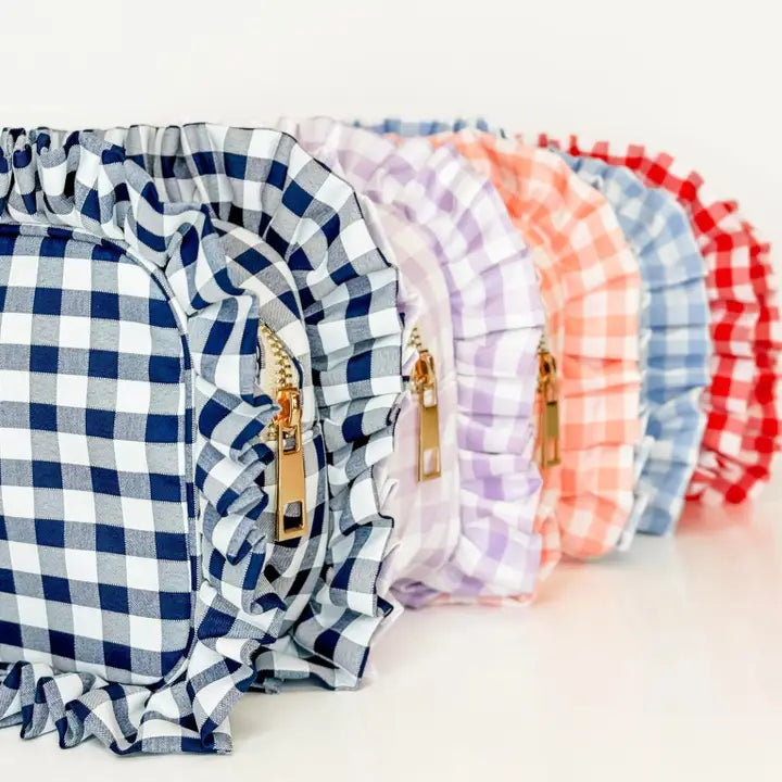 Gingham Frilly Makeup Bags