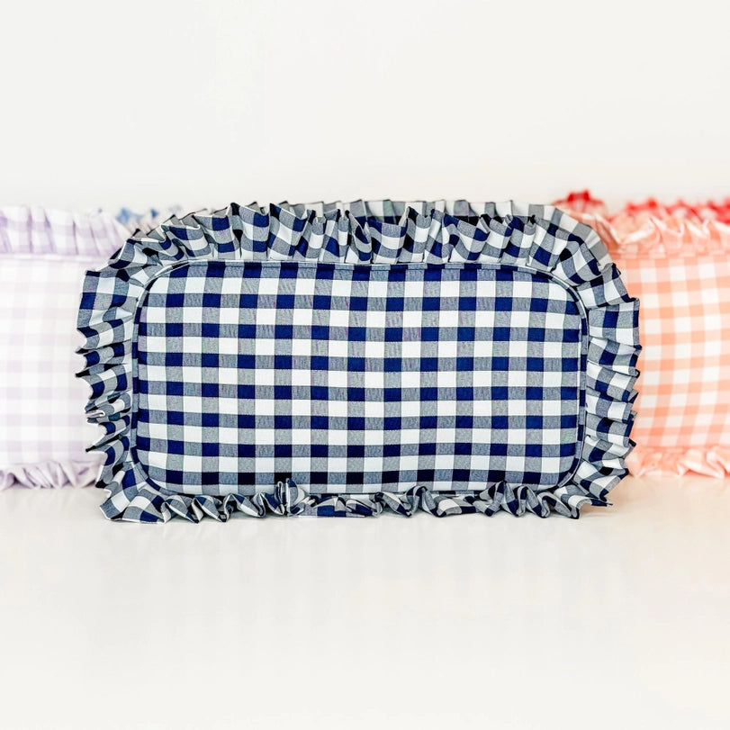 Gingham Frilly Makeup Bags