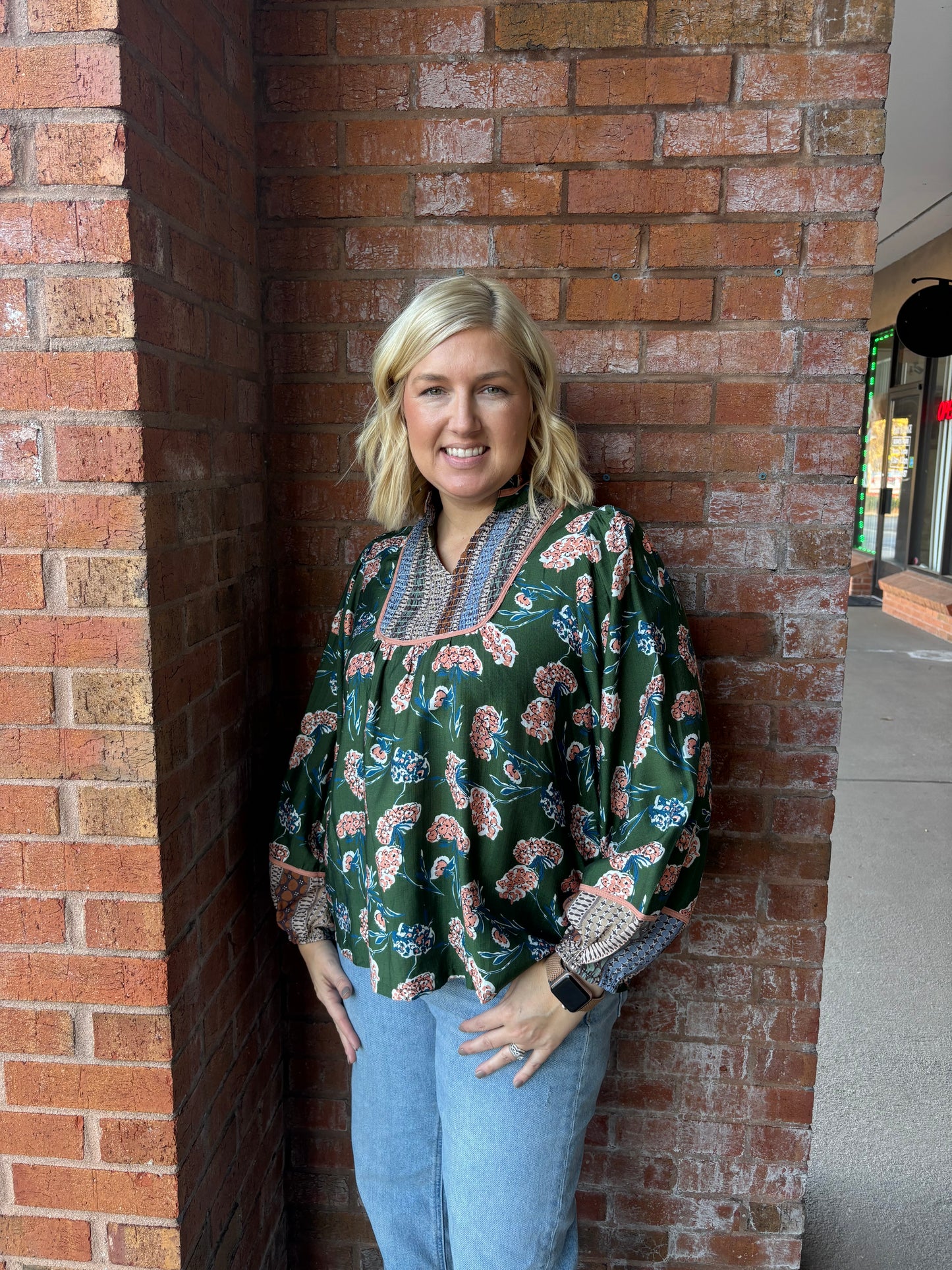 Umgee Bloom Cluster Boarder Print Top