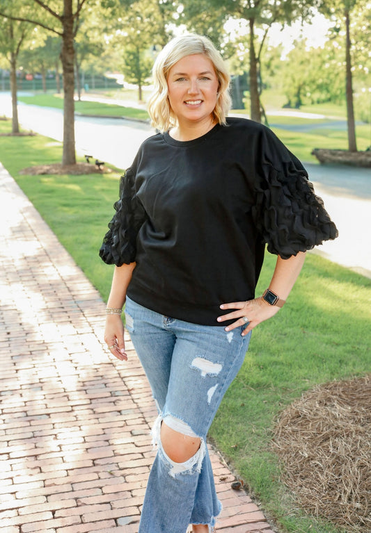Easel Half Bubble Slvs Terry Pullover