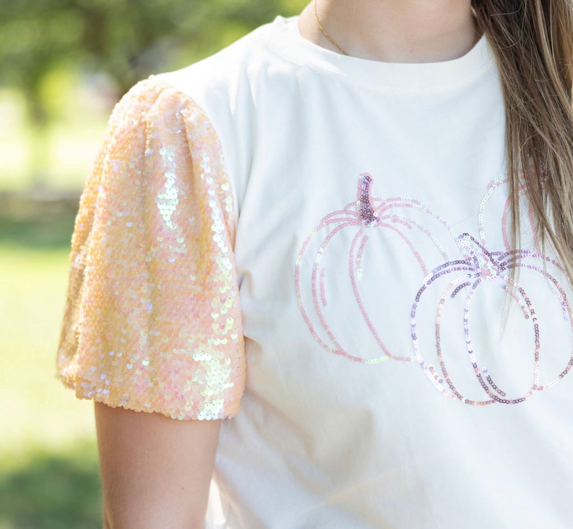 GRACE + EMMA 3 Pumpkins on Princess Top